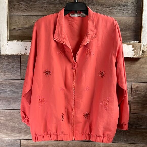 Kenneth Too Ladies Lightweight Zip Up Jacket, Size Medium, Coral - Picture 2 of 9